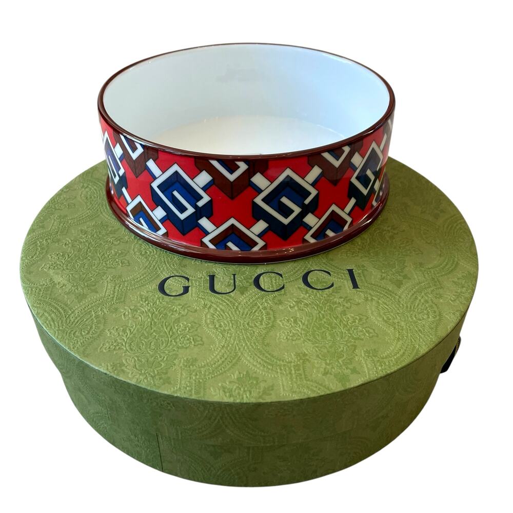 Gucci X Richard Ginori Geometric Dog Food Bowl Water Bowl Large w/ Box NEW